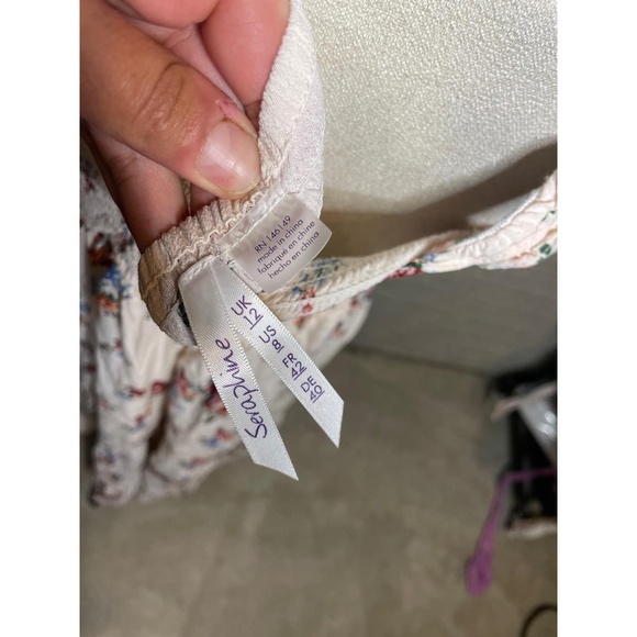 Seraphine Maternity Off White Floral Tula Shirred Tiered Midi Dress Size 8 - Picture 4 of 4